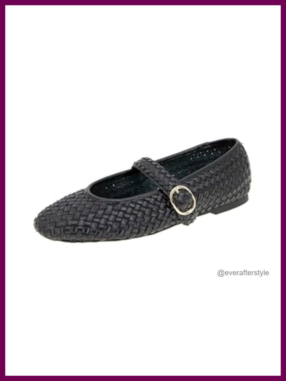 Faux Leather Ballet Flats with Buckle Closure Round Toe Business Casual